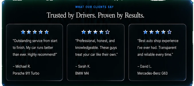 Testimonials section preview — hover