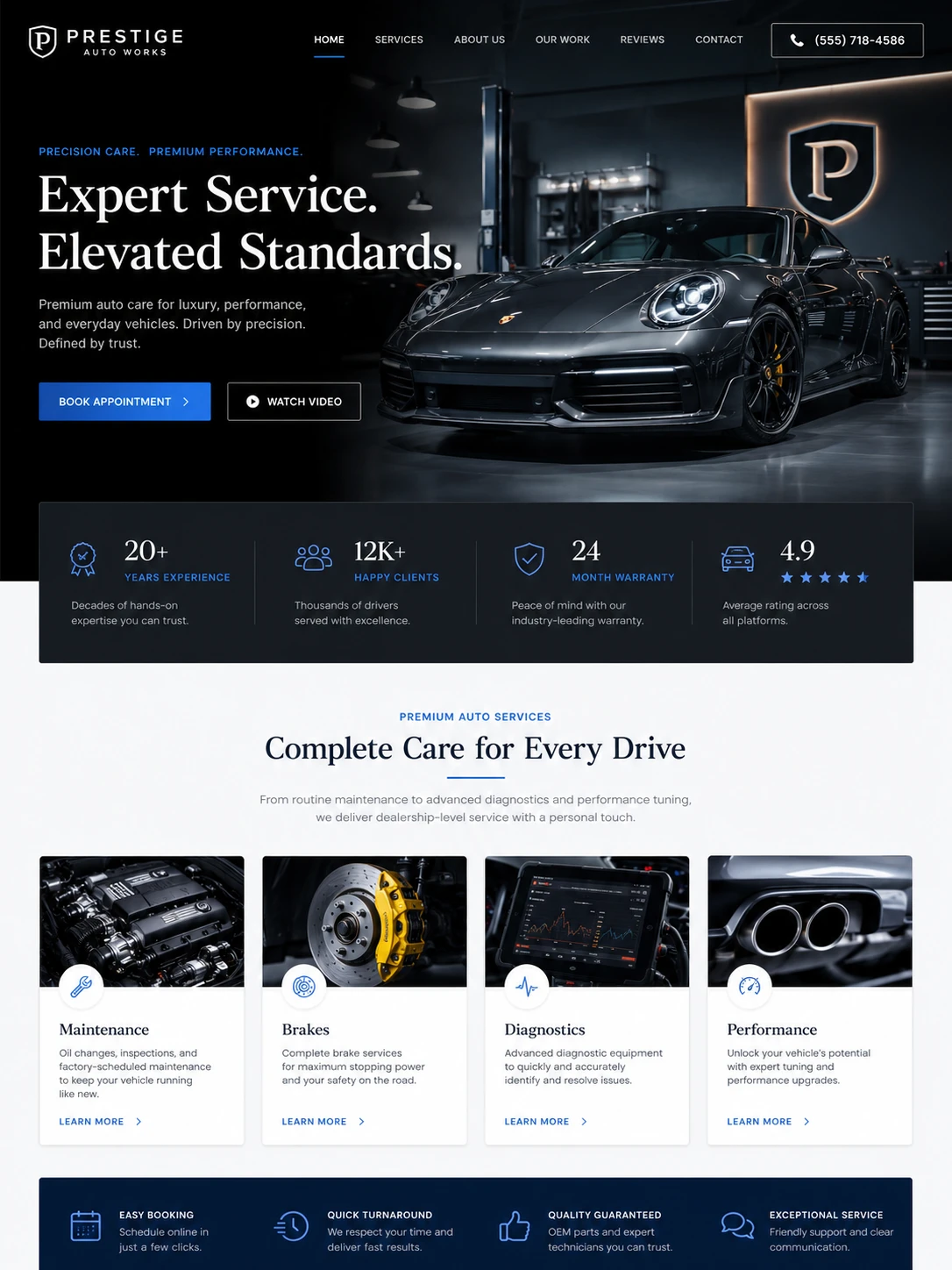 Premium garage & auto repair website design