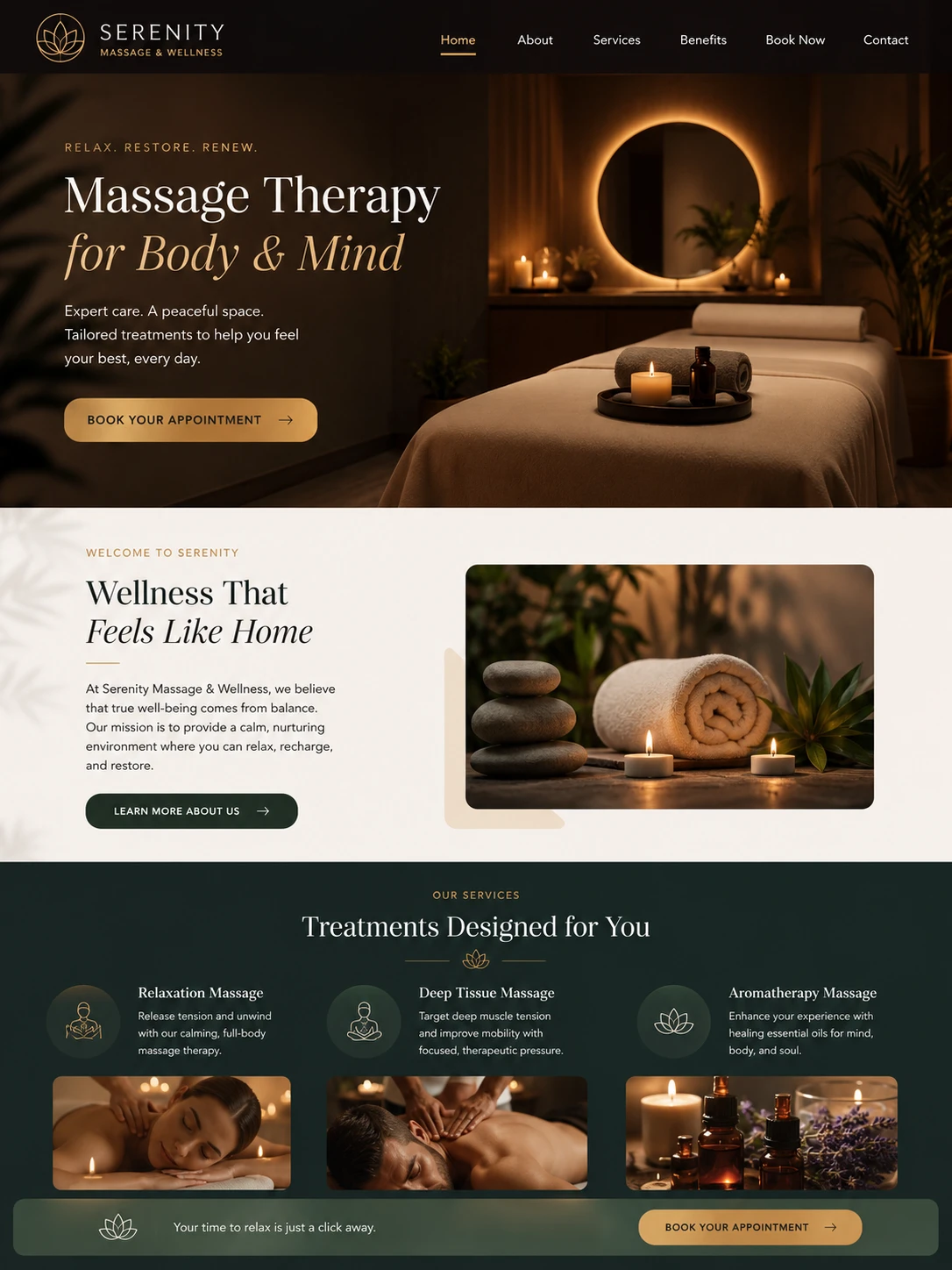 Premium massage & wellness salon website design