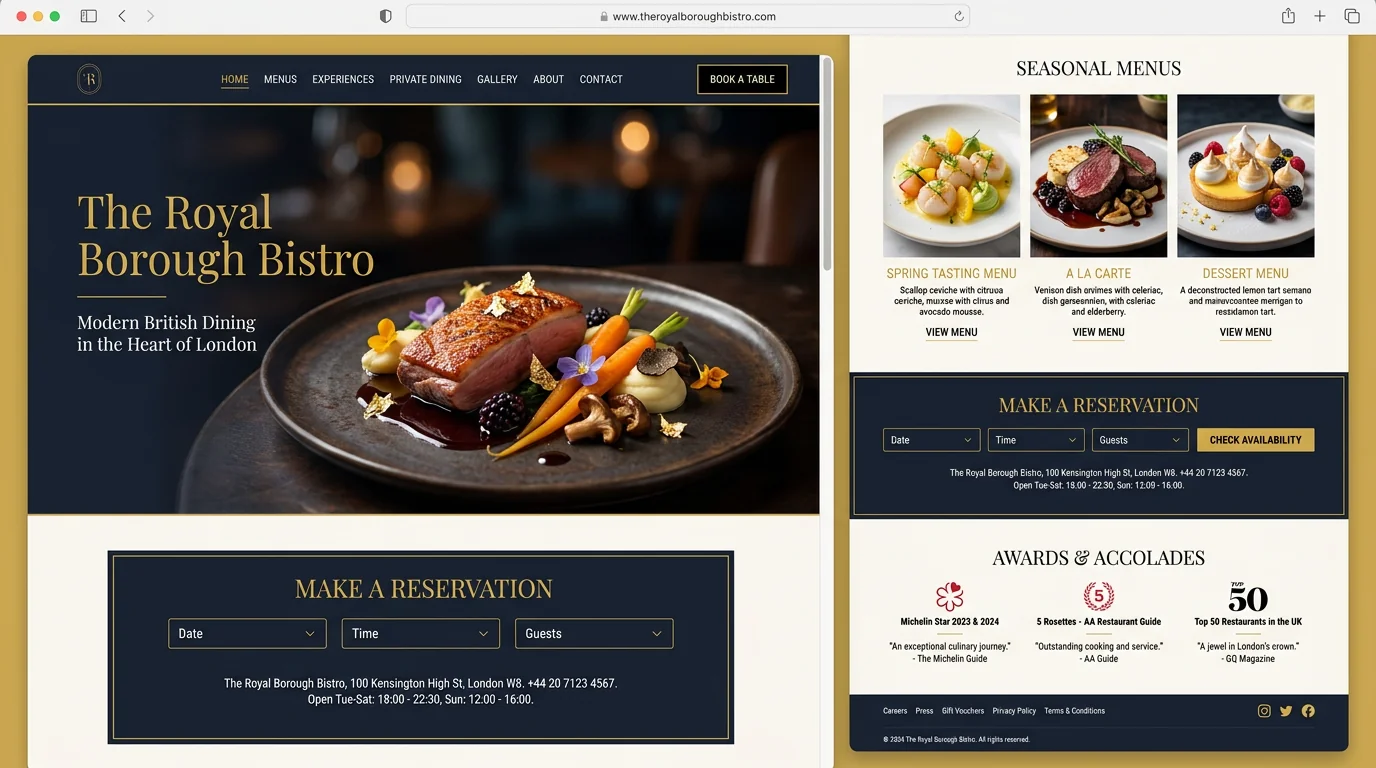 After redesign - premium modern restaurant website with elegant design