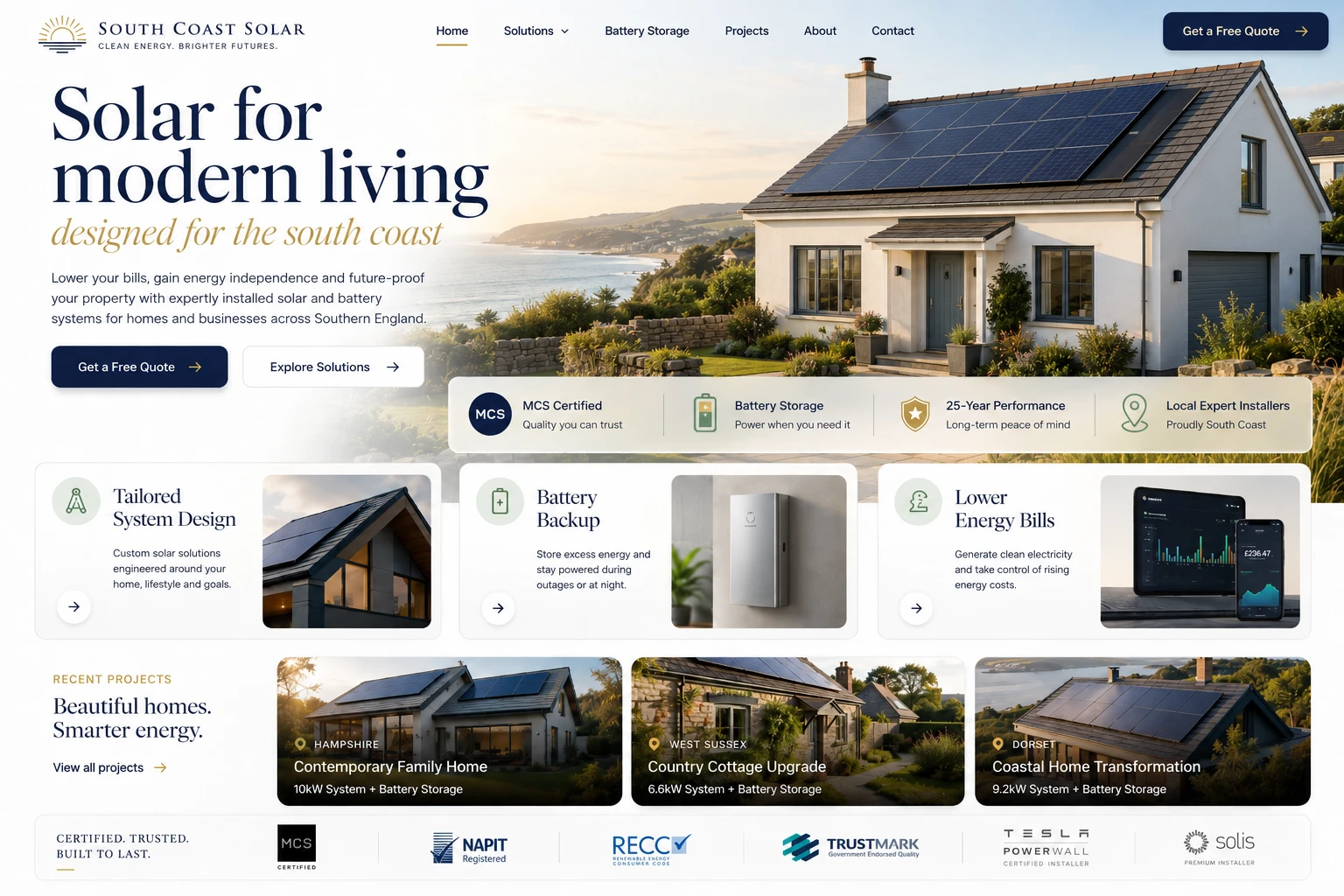 Solar panel company — desktop view